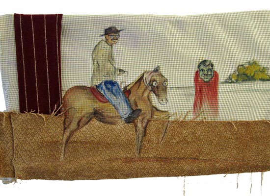 Captain Hook's Anal Pursuit / 2007 / 18 x 12 cm / Oil on Philly fabric